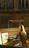 At the Baroque church organ of St. Mary's, recording a part for my DVD, click to enlarge